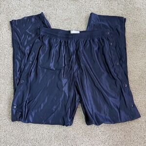Y2K Track Pants Mens Large Blue Satin Tear Away Elastic Waist Pockets Gym